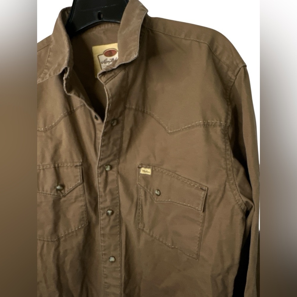 VINTAGE Larry Mahan Western Cowboy Shirt Brown Button-Up Solid Long Sleeve - Picture 3 of 6